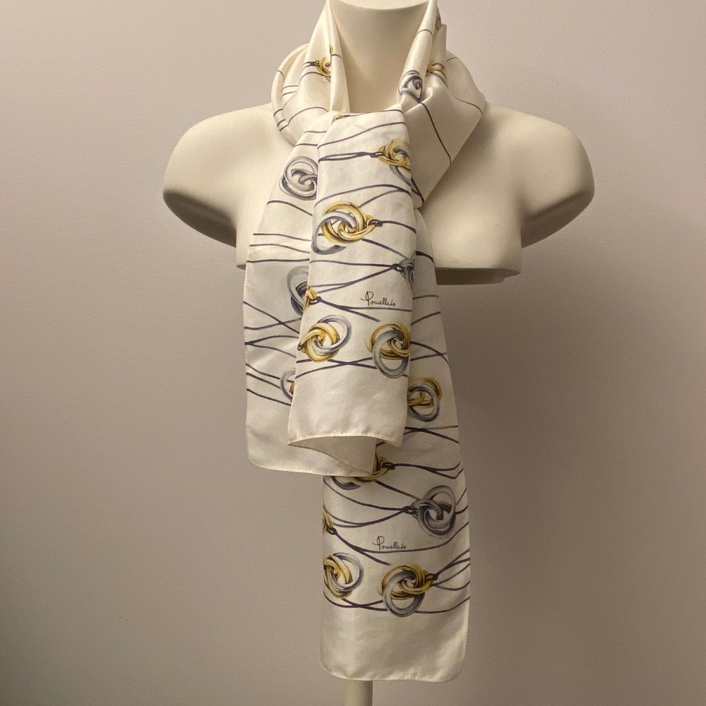 POMELLATO Gold Silver Necklace Graphic Silk Scarf! - Picture 4 of 7